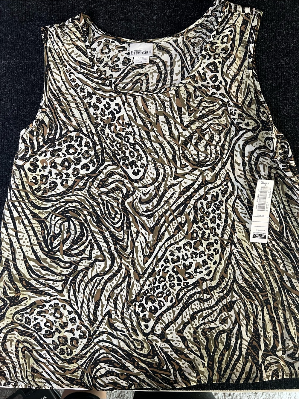 croft & barrow Sleeveless Animal-Print Shell in Tan, Black, White